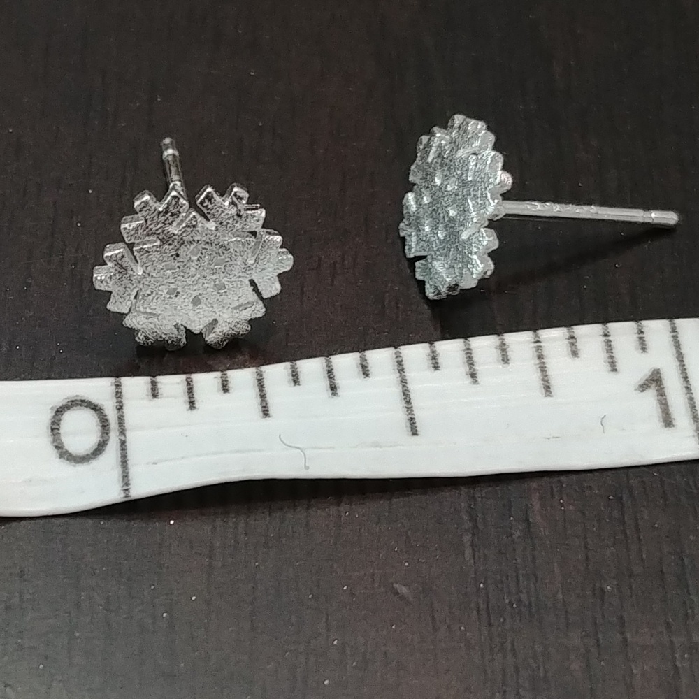 Sterling Silver Snowflake Stud Earrings - Picture 5 of 6
